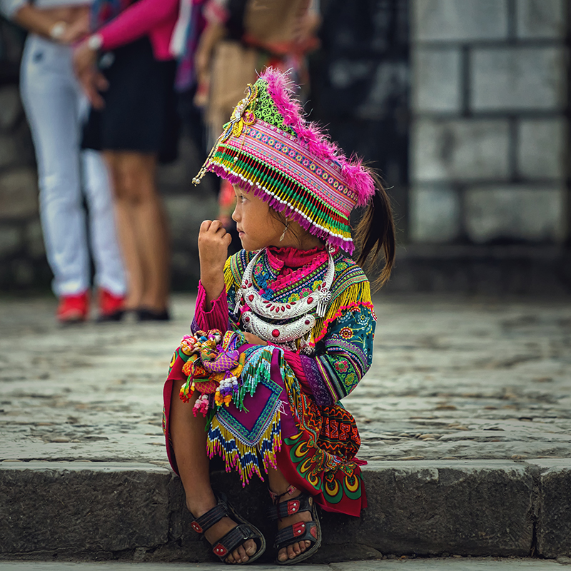 Hmong child in ceremonial clothing
