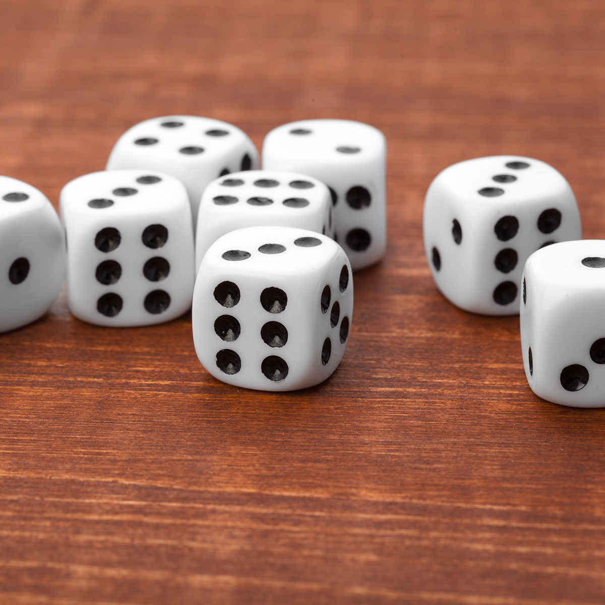 six-sided dice on tabletop