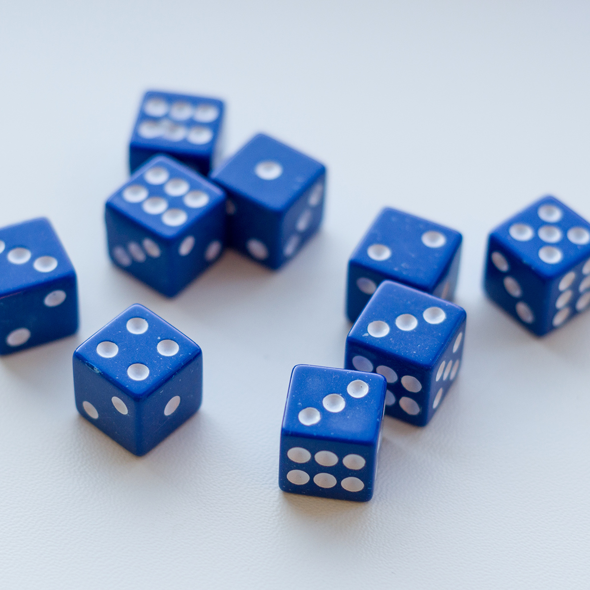 six-sided dice on tabletop
