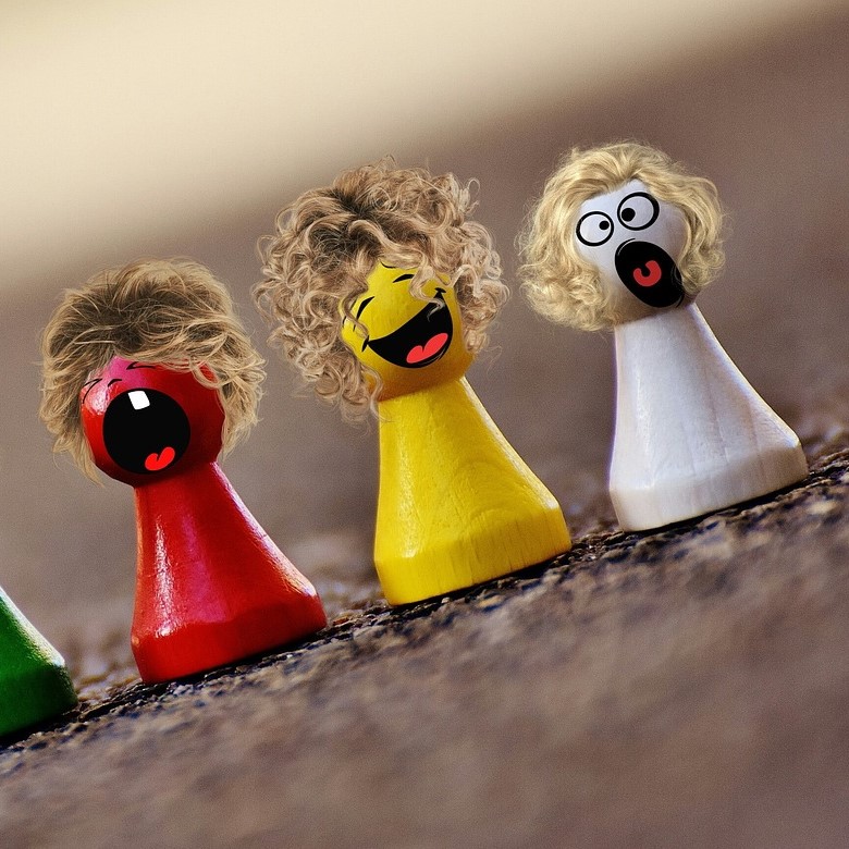 Game pieces with funny faces
