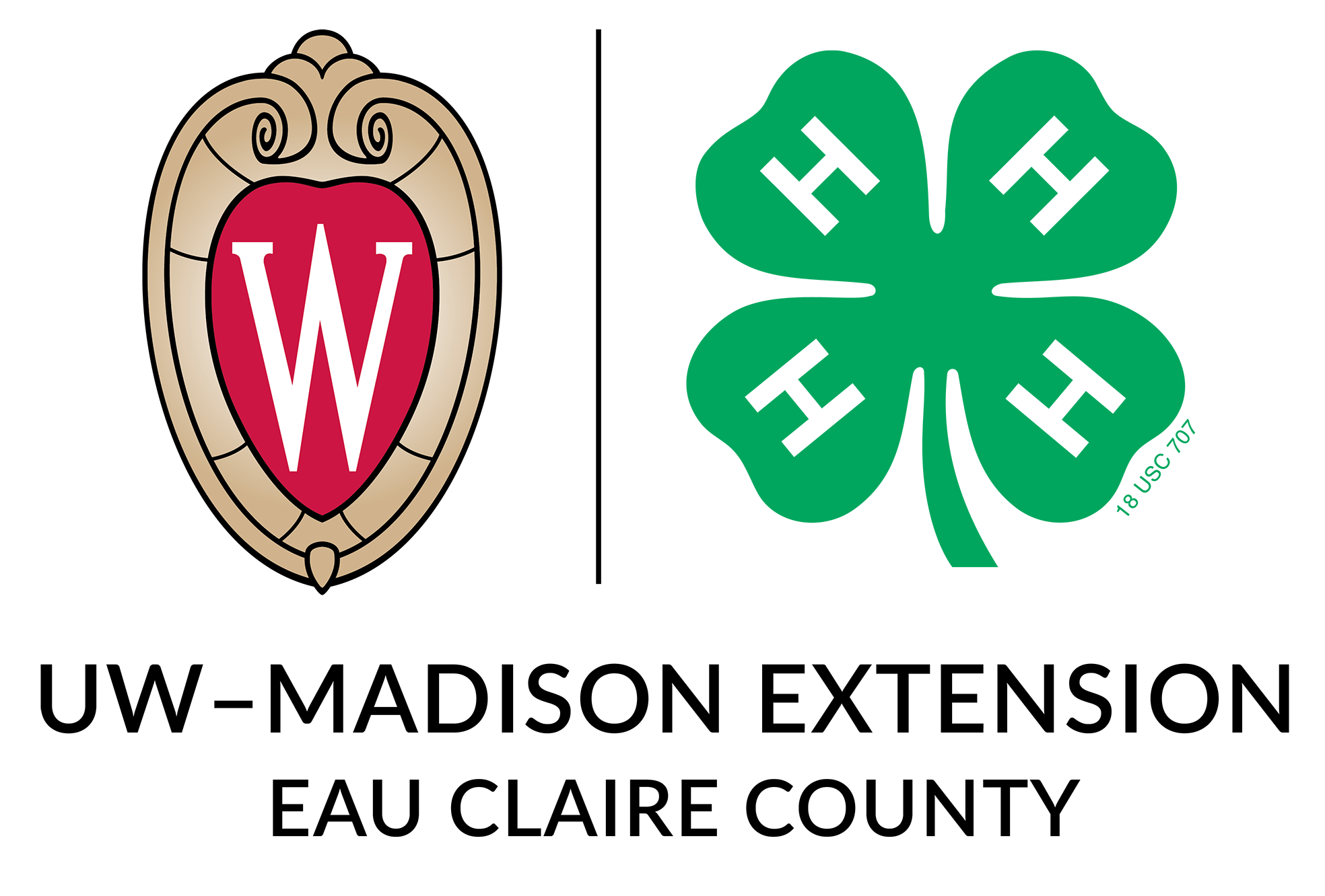 4-leaf clover 4-H Eau Claire County logo and UW-Madison Extension logo