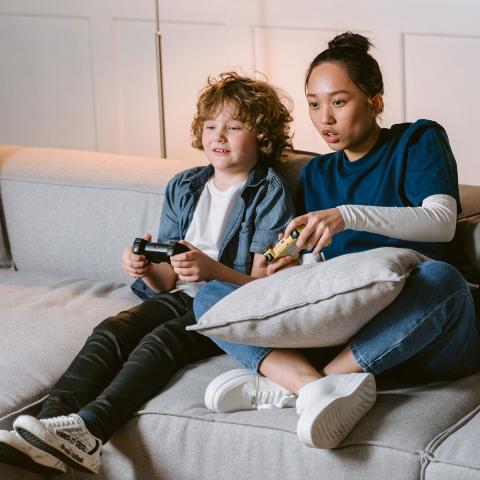 Two people playing video games