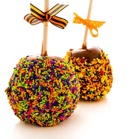 Caramel apples with sprinkles