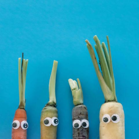 Carrots with googly eyes
