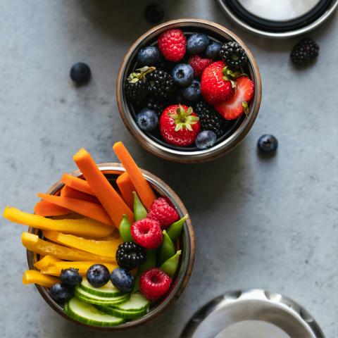 Bowl of berries, bowl of veggies