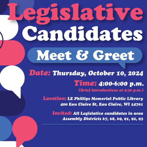 Text reads "Legislative Candidate Meet & Greet"