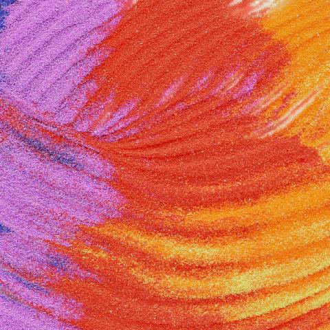 Purple, red, and orange sand