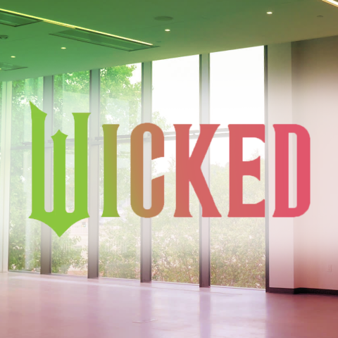 A green and pink photo of the Riverview Room.