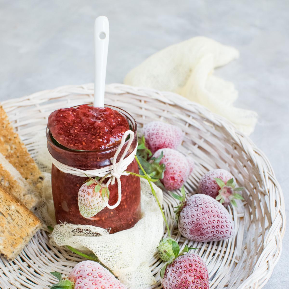 Jar of strawberry jam