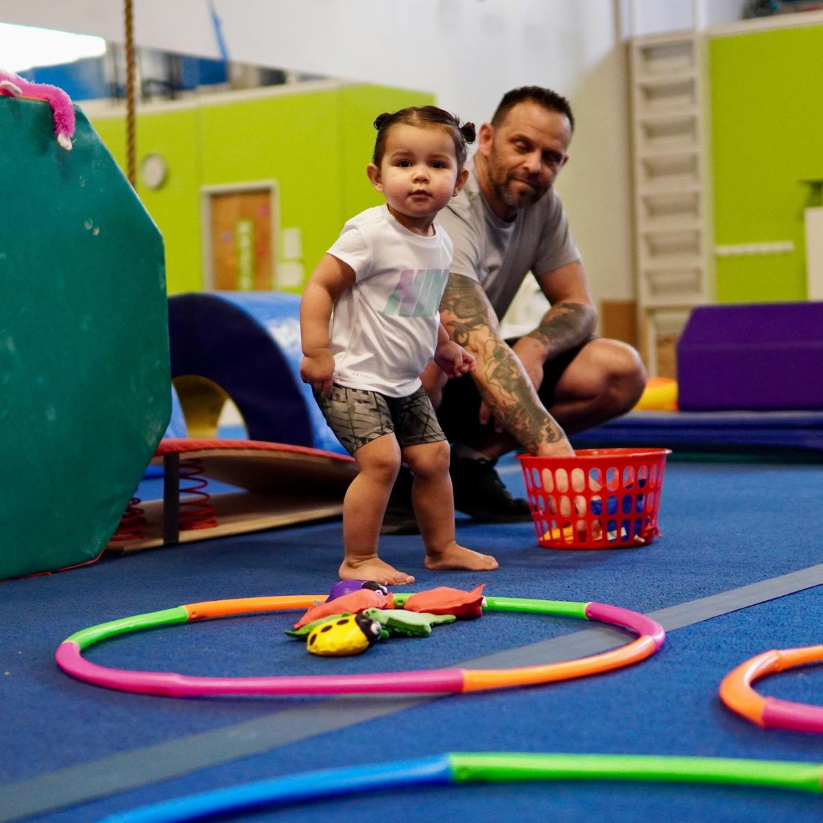 Child and father playing