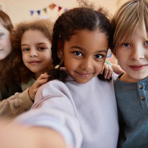 Group of kids looking at camera