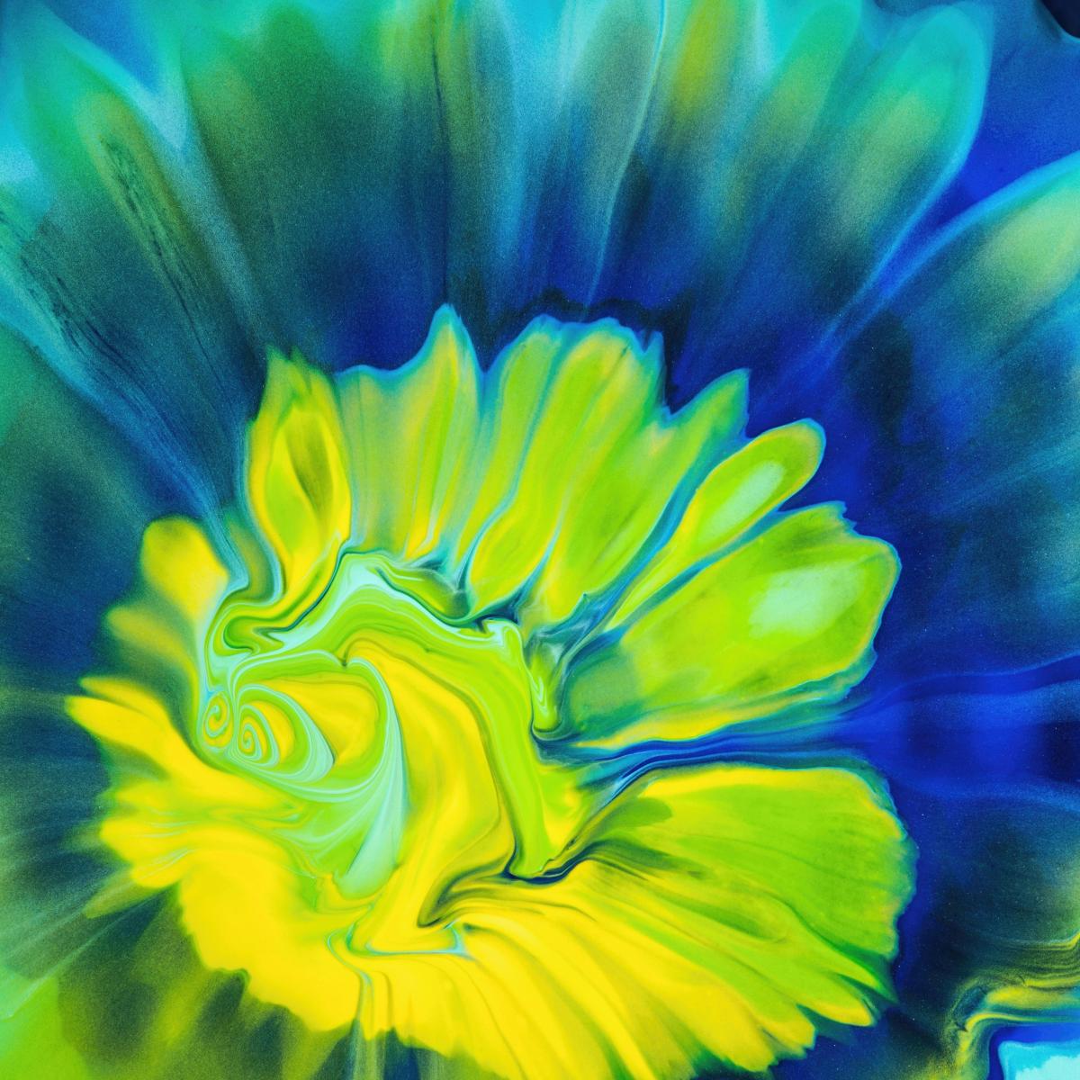 Blue, green, and yellow tie dye